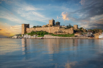 Bodrum Castle view from beach. Bodrum is populer tourist destination in Turkey.