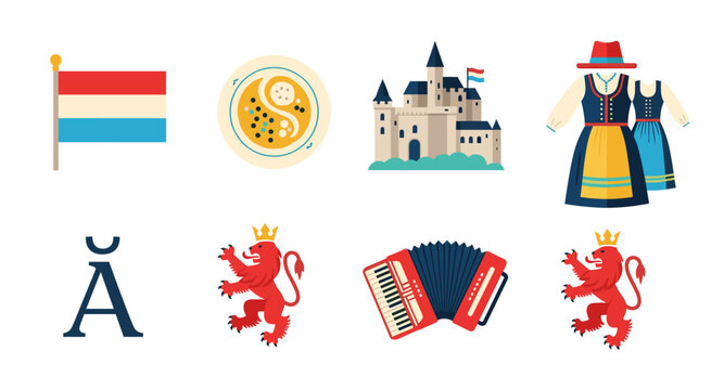 Luxembourg national symbols and cultural icons collection