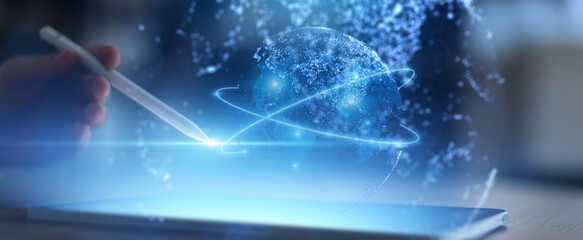 Global Digital Network Background Template for Business and Technology Concept.