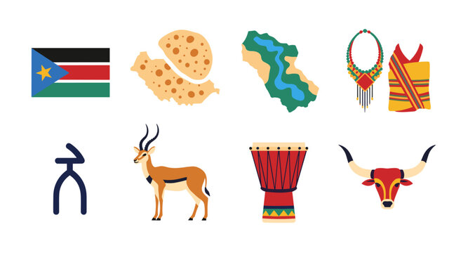 South Sudan cultural symbols and national emblems collection