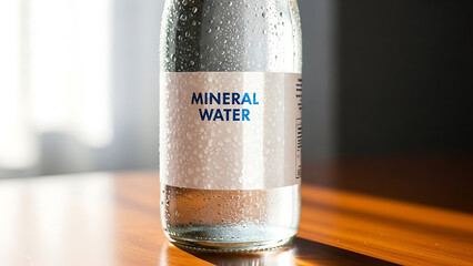 Mineral Water Bottle on Wooden Table