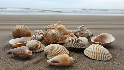 Sea Shells on Sandy Beach