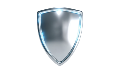 Elegant shield with reflective finish and smooth beveled edges suitable for emblem, logo, and illustration purposes isolated on transparent background PNG