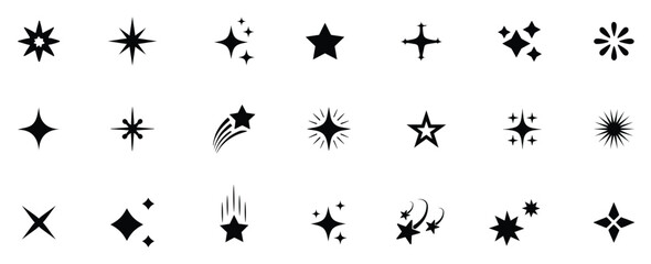 Sparkle vector icons set star icon Shine sparkle icon. . Shine symbol illustration. star sign collection. Star vector icons. Set of star symbols isolated.