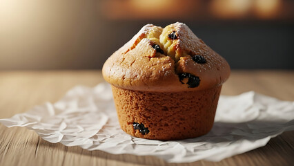 Muffin with Berries on Parchment