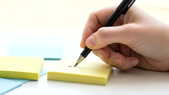 Hand Writing on Sticky Notes with Colorful Background