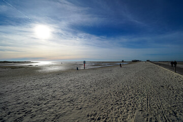 Obraz premium St. Peter-Ording Wattenmeer Strand Sand Sonne Meer Deutschland SPO Schleswig-Holstein Nordfriesland Nordsee Nationalpark