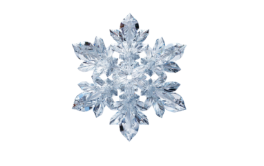 Crystal-like snowflake with intricate edges designed for winter, holiday, and decorative visual projects isolated on transparent background PNG