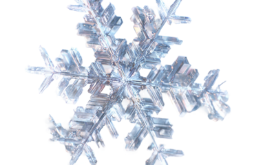 Professional snowflake design with complex ice crystal details crafted for holiday packaging, promotional materials, and ornamental visuals isolated on transparent background PNG