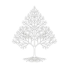 Obraz premium Abstract Tree Silhouette with Intricate Branches and Roots on White Background