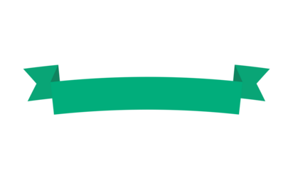 Green ribbon banner label with folded ends for text, headline, title, promotion, badge, and graphic design