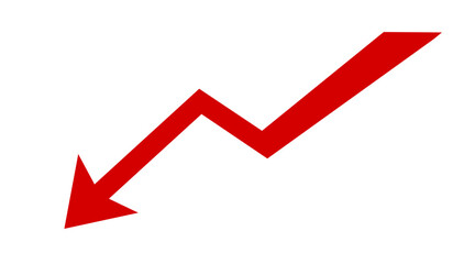 Red downward zigzag arrow