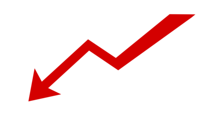 Red downward zigzag arrow