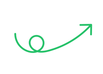 Green hand drawn curved upward arrow icon showing growth, progress, increase, positive, and business trend on transparent background