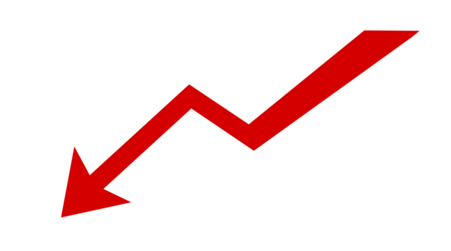 Red downward zigzag arrow - Powered by Adobe