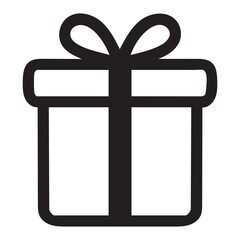 Obraz premium Black Silhouette Gift Box with Ribbon Icon – Minimalist Present and Surprise Symbol Illustration