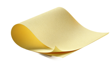 Curled sticky note with visible paper fibers designed for office, school, and professional organizational visual projects isolated on transparent background PNG