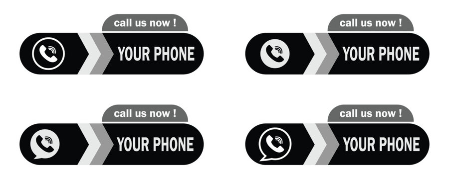 Call us now symbol vector. Template for contact details, support or service. Phone with call number. Vector illustration.