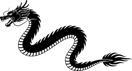 Obraz premium Chinese Dragon Silhouette Vector Illustration