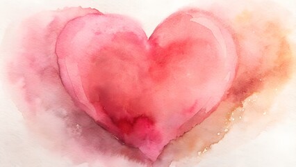 Fototapeta premium Abstract Watercolor Pink Heart Shape With Subtle Texture And Soft Light
