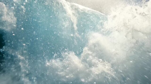 Underwater view of a breaking ocean wave