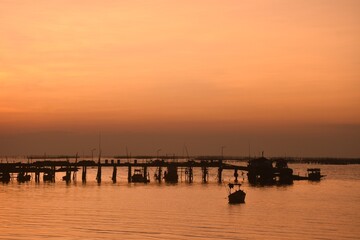 Fototapeta premium landscape of sea on sunset at Ang Sila beach travel location in Thailand