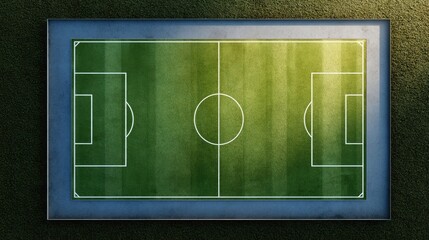 Obraz premium Aerial View of a Green Soccer Field with Markings and Goals on a Bright Day, Ideal for Sports Reports or Team Planning