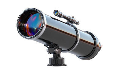 Professional telescope with sleek design and reflective optics crafted for branding, promotional visuals, and scientific illustrations isolated on transparent background PNG