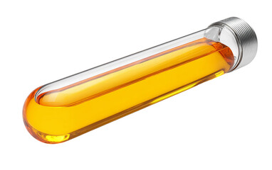 Modern test tube with precise markings and visible liquid suitable for scientific research, lab work, and commercial illustrations isolated on transparent background PNG