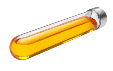 Modern test tube with precise markings and visible liquid suitable for scientific research, lab work, and commercial illustrations isolated on transparent background PNG