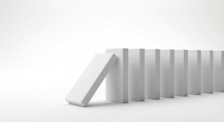 Business concept of domino effect with falling blocks in a row