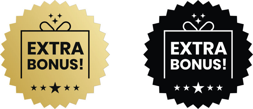 Extra bonus icon set with stamp, Label and vector design, perfect for bonus offers, discounts, and promotions Isolated on transparent background. 
