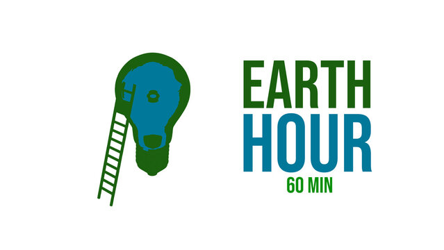 Clean and modern 3D on and off button render with Earth Hour message displayed clearly