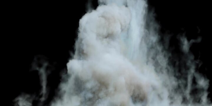 nuclear explosion on green background. realistic nuclear explosion. massive explosion of a nuclear bomb. huge explosion isolated