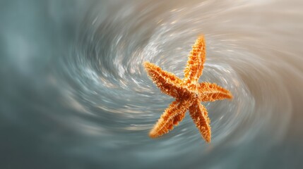 Starfish spinning in watery swirl dreamy and dynamic for fantasy concepts
