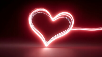 Vibrant and radiant heart shape formed by luminous light streaks symbolizing love and passion in an abstract ic design