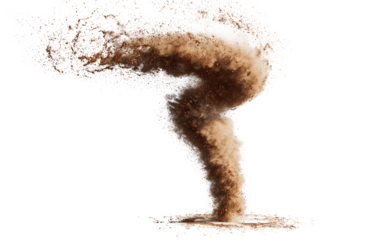Modern tornado with realistic micro dust spiral suitable for storm simulations, disaster visuals, and commercial illustrations isolated on transparent background PNG