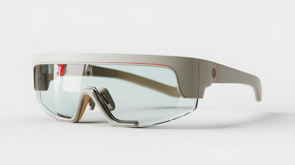 Pale Gray Augmented Reality Glasses, Advanced Technological Wearable on White Background, Smart Glasses Mockup for Innovation