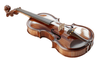 Fototapeta premium High quality wooden violin crafted with fine string detail for professional musicians and orchestral use isolated on transparent background PNG