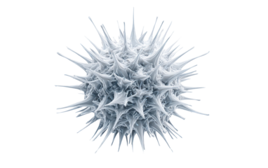 Detailed virus with spherical structure and spike proteins representing microscopic biology and scientific research isolated on transparent background PNG