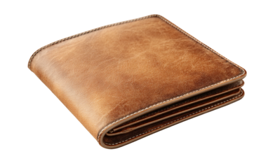 Premium leather wallet with rich texture designed for secure card and cash organization and everyday use isolated on transparent background PNG