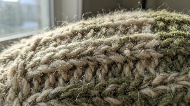 Wool fabric knit textile yarn tactile fashion details with soft texture natural color blending cozy warm feeling close up natural light tones