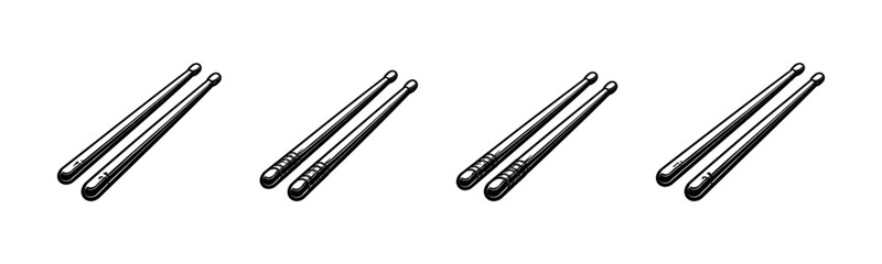 Obraz premium Drumsticks vector icons set: music, percussion tools in a detailed illustration