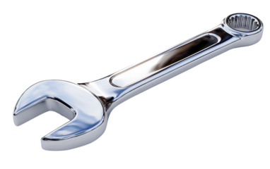 Modern wrench with sleek metallic design and realistic reflections emphasizing durability and technical precision isolated on transparent background PNG