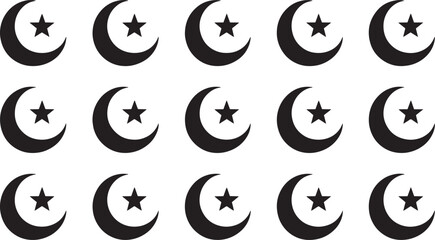 Obraz premium Crescent Moon and Star Symbols on White Background