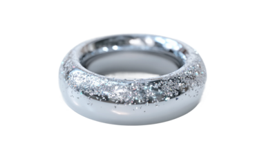 Luxury metallic ring with polished reflective finish and diamond ideal for fashion jewelry marketing use isolated on transparent background PNG