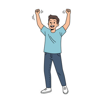 Cheerful Man Standing Vector, Positive Mood EPS Illustration