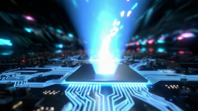 An Intense Exploration of Quantum Circuitry: A Futuristic Perspective on High-Tech Microprocessor Chips and the Enigmatic Energy Patterns Residing Within the Vast Digital Universe, Igniting Innovation