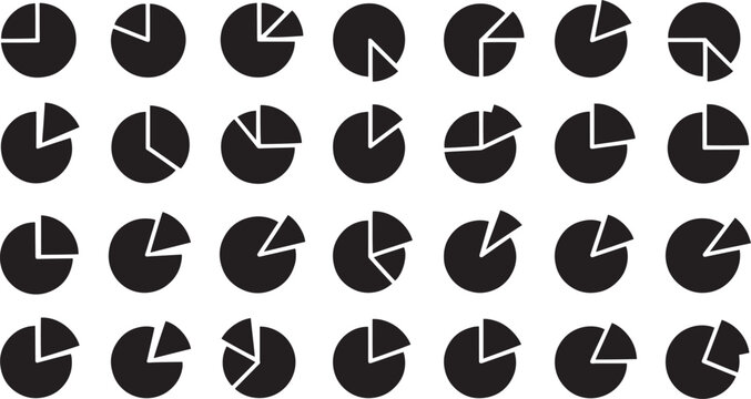 Black Pie Charts on White Background