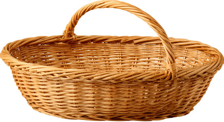 Fototapeta premium A close-up shot of a wicker basket with a rounded shape and a curved handle